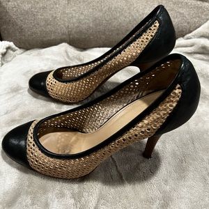 J Crew Cap Toe Leather Heels - Size 8 1/2